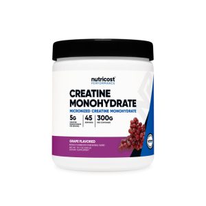 Nutricost Micronized Creatine Monohydrate 5000mg (5g) Powder Grape Flavored | 45 Servings | 300g | 10/2027