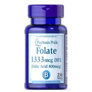 Puritan's Pride Folate 1333mcg DFE (Folic Acid 800mcg) | 250 Tablets | Exp. 06/2028
