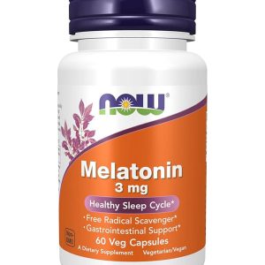 Now Melatonin 3mg Healthy Sleep Cycle| 60 Veg Capsules | Exp. 08/2029