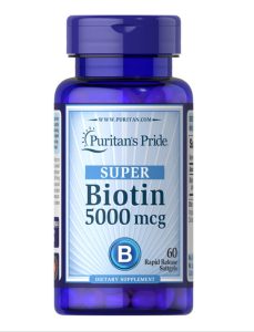 Puritan's Pride Super Biotin 5000mg | 60 Softgels | 10/2027