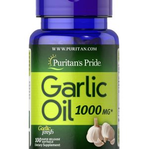 Puritans Pride Garlic Oil 1000mg | 100 Rapid Release Softgels | Exp. 02/2029