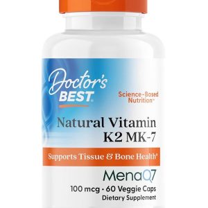 Doctor's Best Natural Vitamin K2 100mcg (MK-7) MenaQ7 | 60 Veggie Capsules | Exp. 11/2027