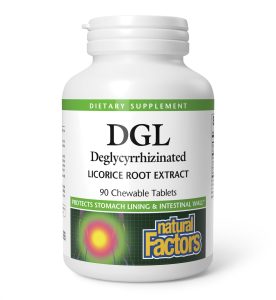 Natural Factors DGL (Deglycyrrhizinated Licorice Root Extract) | 90 Chewable Tablets | 06/2029